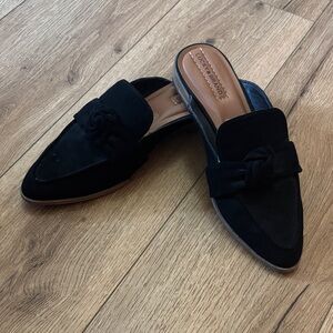 Lucky Brand Black Suede Slip-On Mules